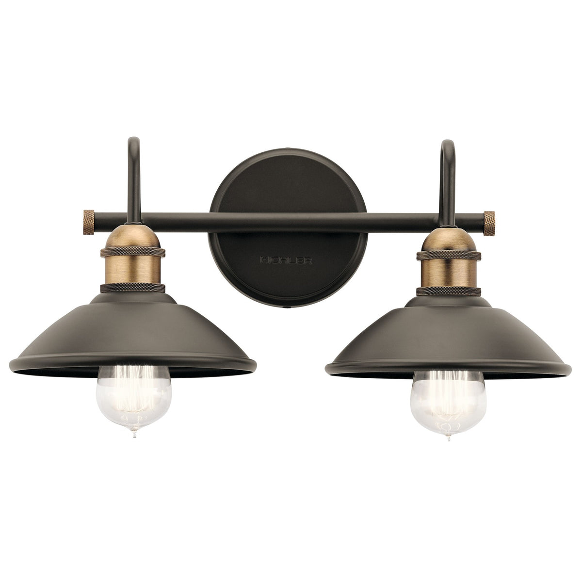 Kichler Clyde 17in 2-Light Vanity Light | Rustic Olde Bronze | Bathroom Vanity | 17 x 8 x 7 in | Model 45944OZ