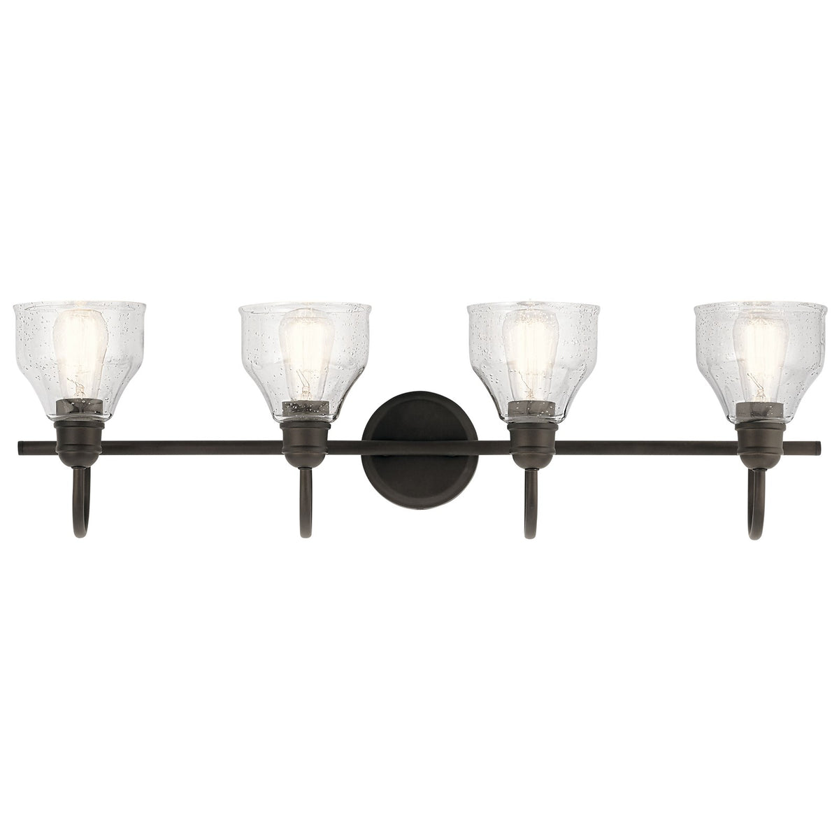 Kichler Avery 33in 4-Light Bath Vanity Light | Olde Bronze and Clear Seeded Glass | Bathroom Vanity | 33 x 9 in | Model 45974OZ