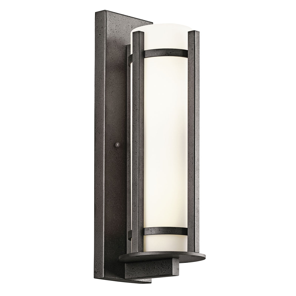 Kichler Camden 9in 3-Light Outdoor Wall Sconce | Lodge Anvil Iron and Opal Etched Glass | Covered Porch & Patio | 9 x 26 in | Model 49122AVI