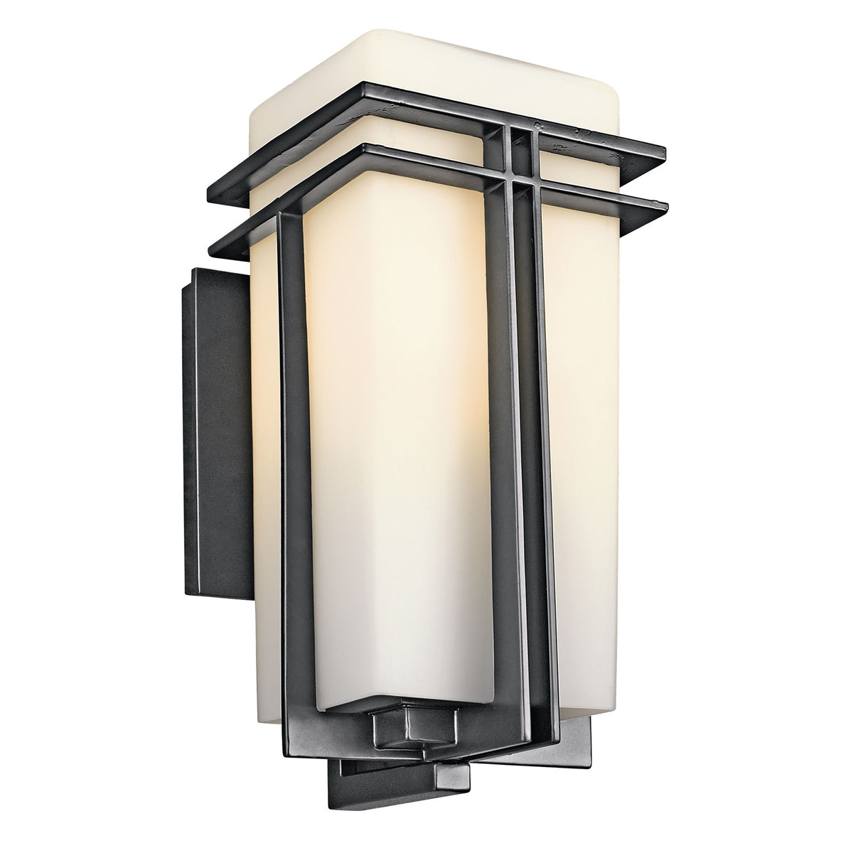 Kichler Tremillo 1-Light Outdoor Wall Sconce | Contemporary Black Cast Aluminum | Entryway & Covered Porch | 7 x 14.25 in | Model 49201BK