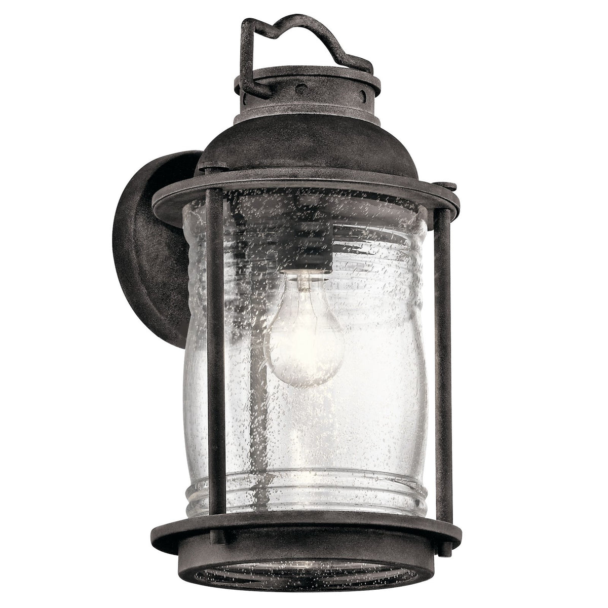 Kichler Ashland Bay 16in 1-Light Outdoor Wall Sconce | Weathered Zinc Aluminum | Covered Patio & Entryway | 8.75 x 16 x 9.5 in | Model 49571WZC
