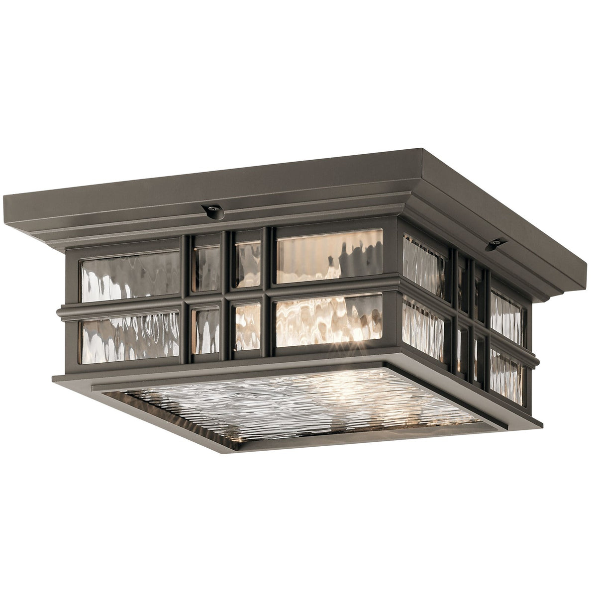Kichler Beacon Square 2-Light Outdoor Ceiling Mount | Arts & Crafts Olde Bronze | Covered Patios & Porches | 12 x 12 x 5.25 in | Model 49834OZ