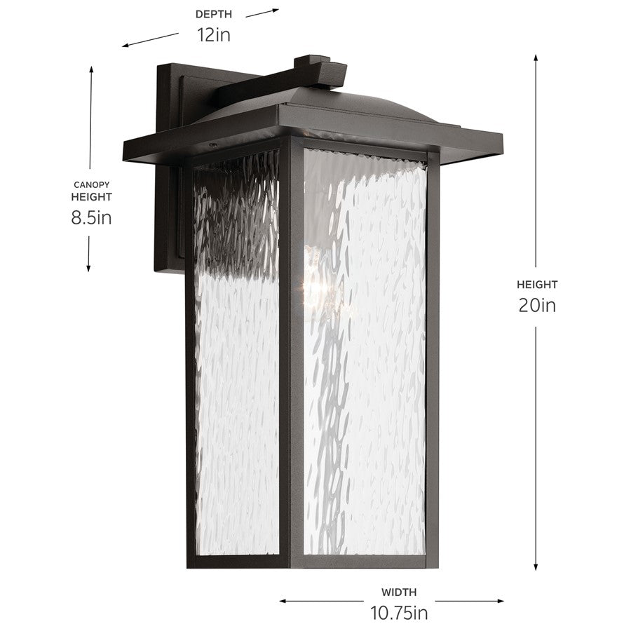 Kichler Capanna 1 Light Outdoor Wall XL, Olde Bronze/Clear Water