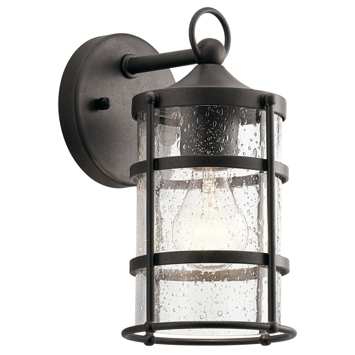 Kichler Mill Lane 6in 1-Light Outdoor Wall Sconce | Anvil Iron | Covered Patio & Entryway | 6 x 7 x 10 in | Model 49960AVI