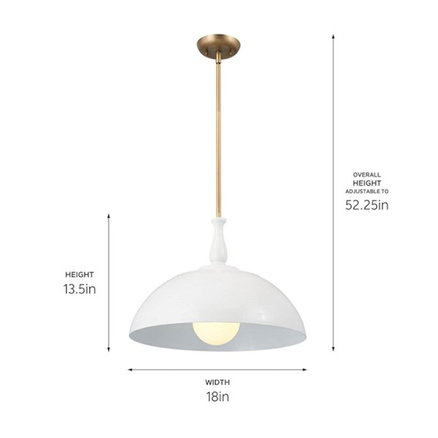 Kichler Fira 14in 1-Light Pendant | White Steel | Kitchen Island & Dining Room | 14 in H | Model 52477WH