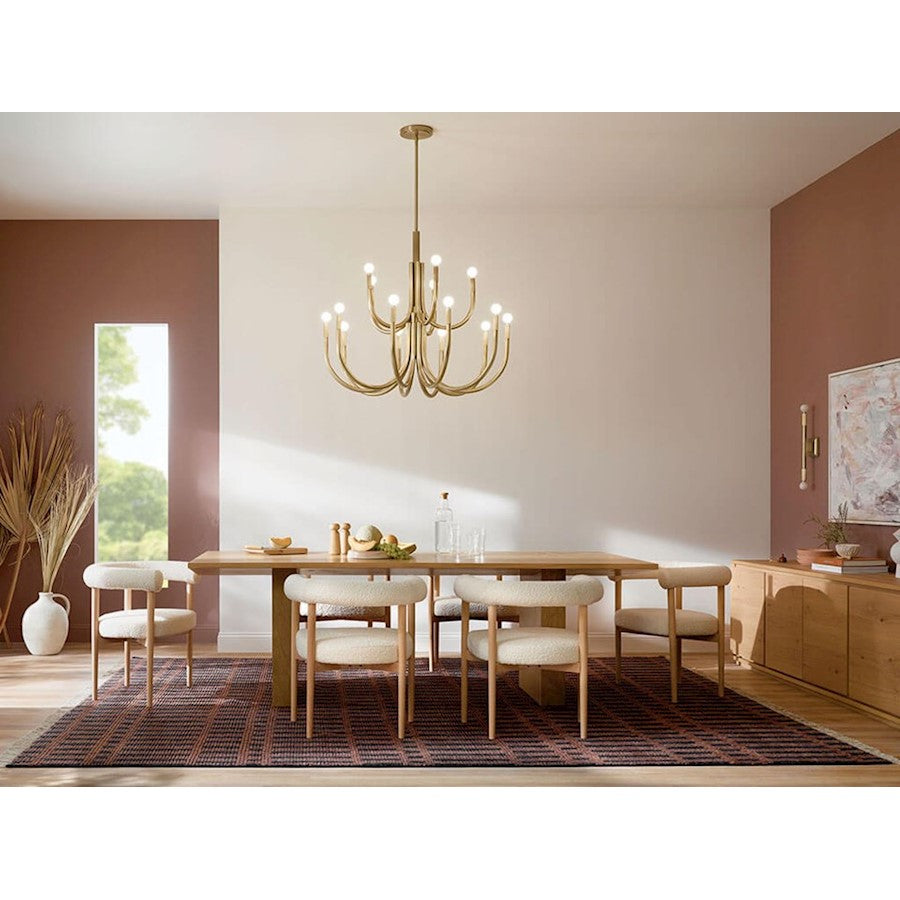 Kichler Odensa 40in 10-Light Chandelier | Soft Modern Polished Nickel Steel | Dining Room & Living Room | 27 in H | Model 52551PN