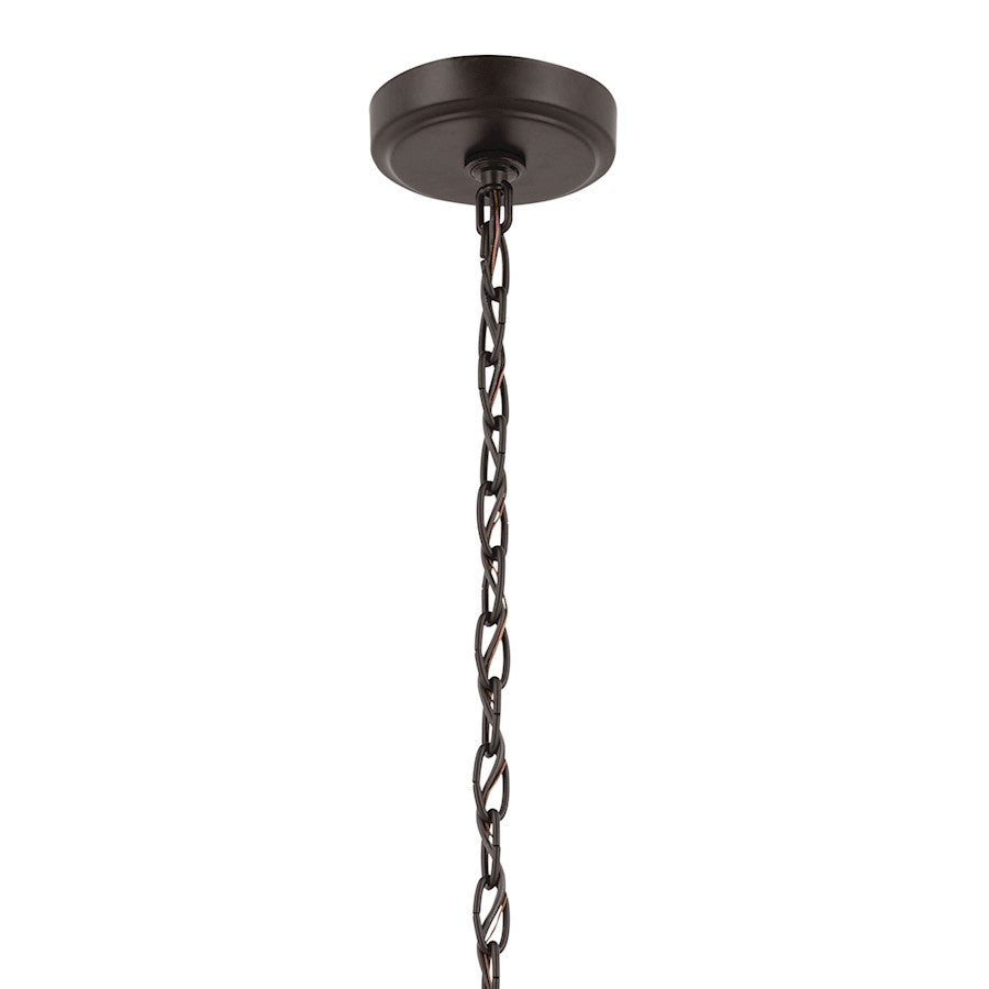Kichler Winslow 26in 6-Light Chandelier | Industrial Olde Bronze and Clear Seeded Glass | Dining Room & Foyer | 16.5 in H, 36 in Drop | Model 52616OZ