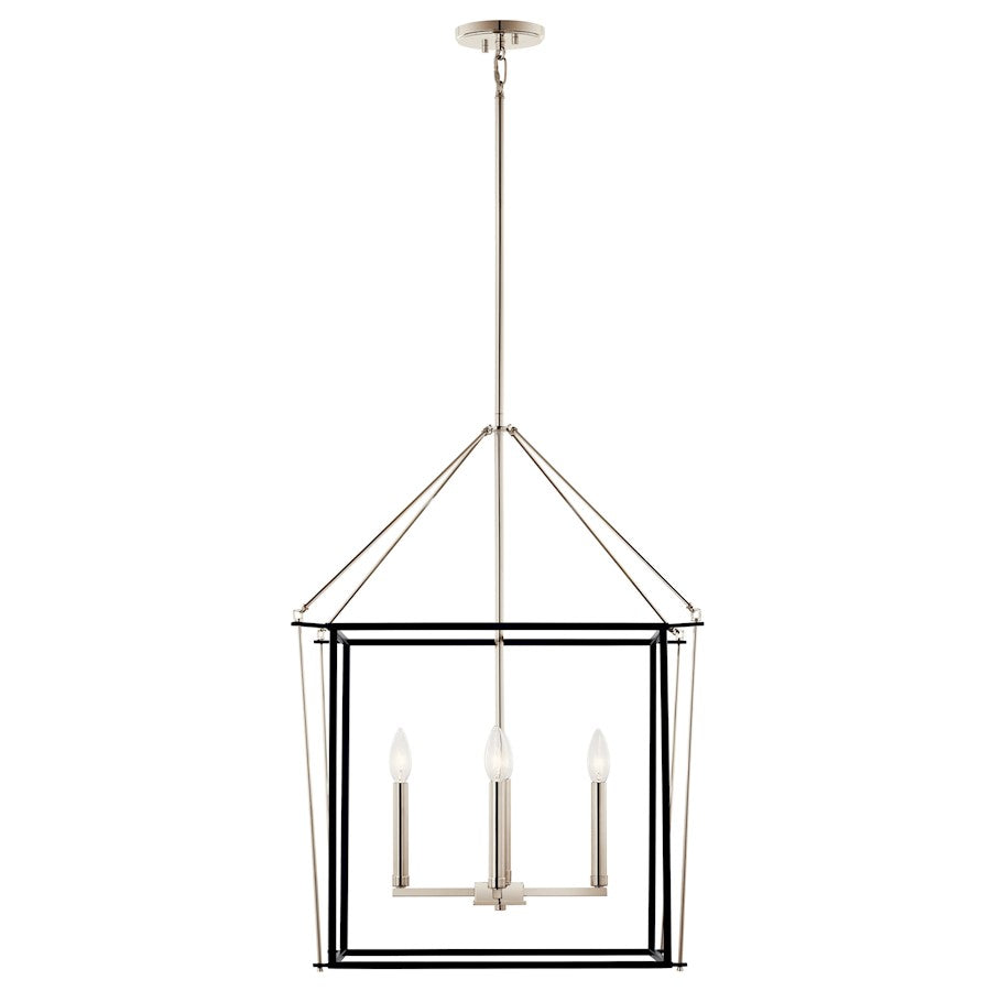 Kichler Eisley 22in 4-Light Foyer Pendant | Modern Polished Nickel Steel | Kitchen Island & Entryway | 22 x 22 x 30 in | Model 52627PN