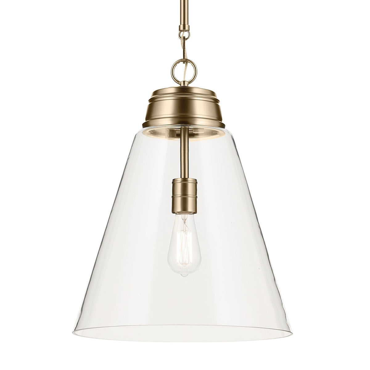 Kichler Marsailli 20in 1-Light Pendant | Traditional Champagne Bronze and Clear Glass | Kitchen Island & Dining Room | Model 52662CPZCLR