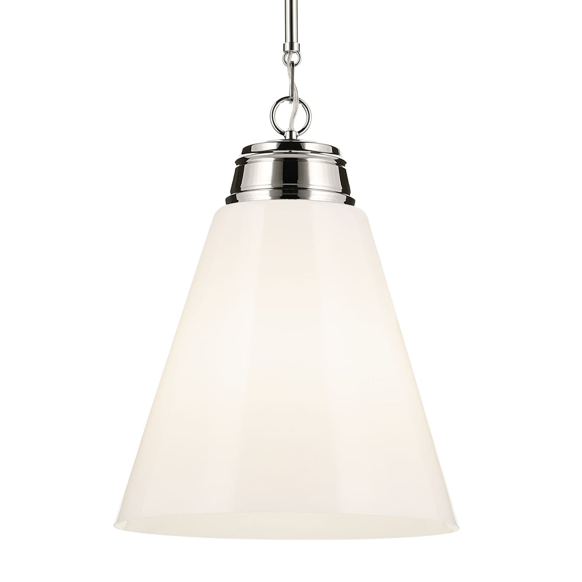 Kichler Marsailli 20in 1-Light Pendant | Traditional Polished Nickel and Cased Opal Glass | Kitchen Island | 19.75 x 15.75 in | Model 52662PN