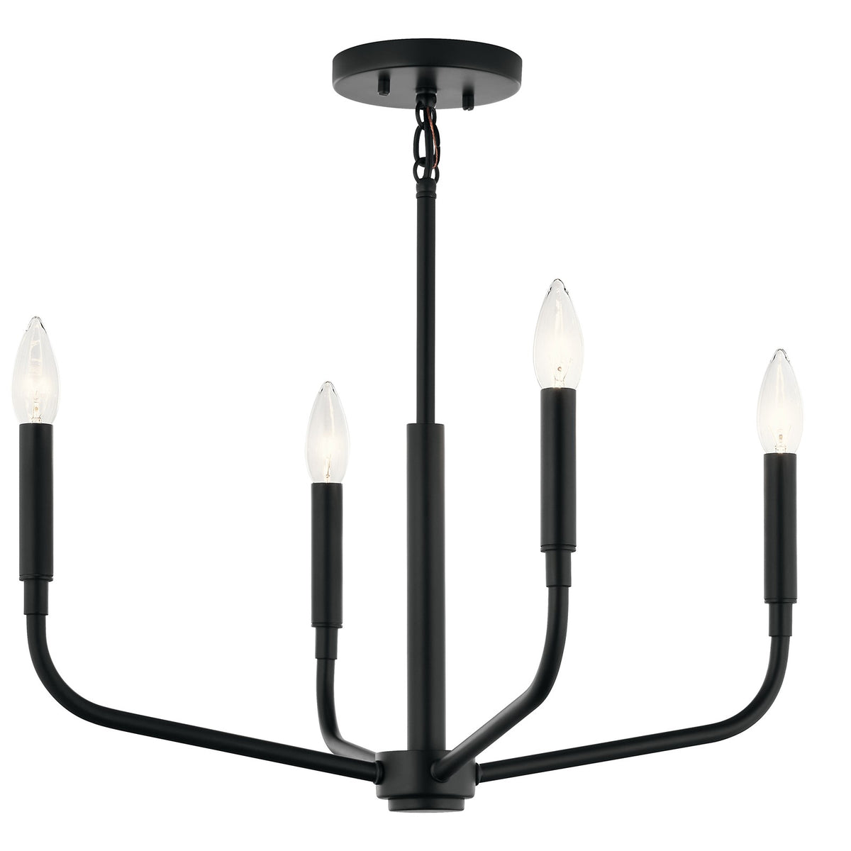 Kichler Madden 4-Light Chandelier | Modern Black Steel | Living Room & Dining Room | 16.75in H, Dimmable | Model 52716BK