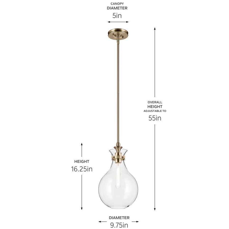 Kichler Laria 9.75" 1 Light Pendant, Champagne Bronze/Clear Glass