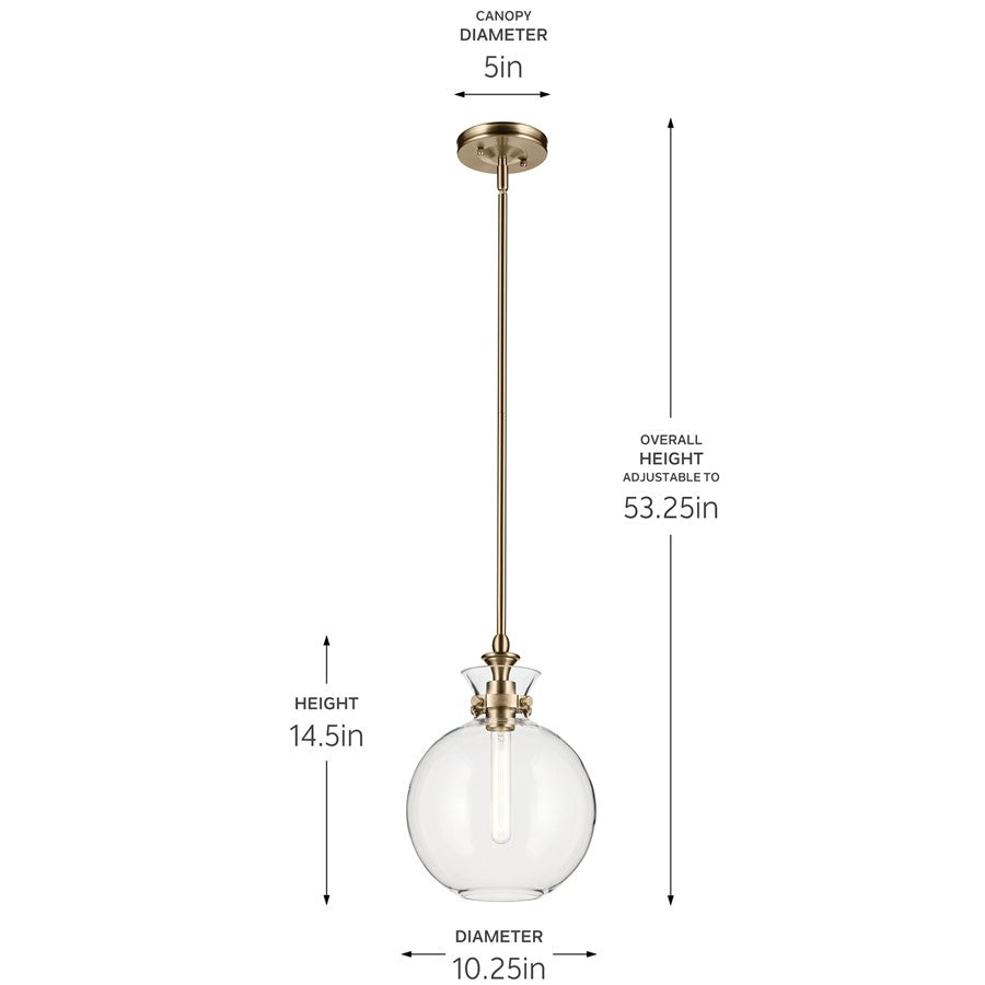 Kichler Laria 10.25" 1 Light Pendant, Champagne Bronze/Clear Glass