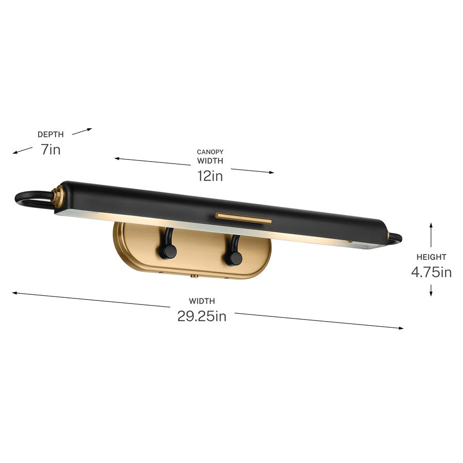 Kichler Caillier 29in 2-Light Picture Light | Traditional Black Metal | Kitchen & Hallway Accent | 29 x 5 in | Model 52820BK
