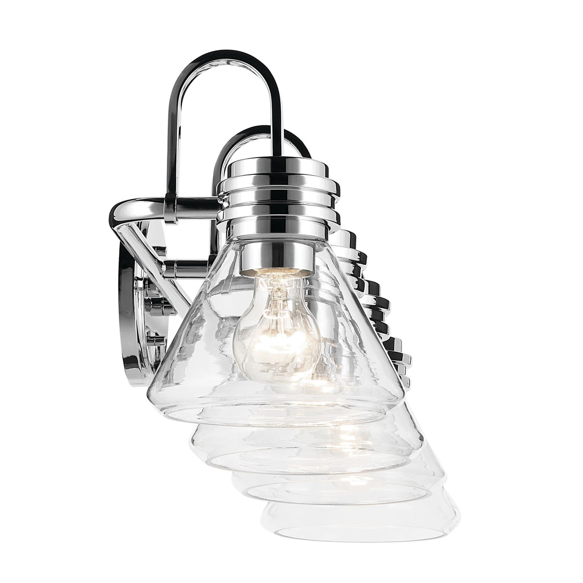 Kichler Farum 34in 4-Light Vanity Light | Modern Chrome and Clear Glass | Bathroom Vanity | 34 x 9.5 x 9.5 in | Model 55156CHCLR