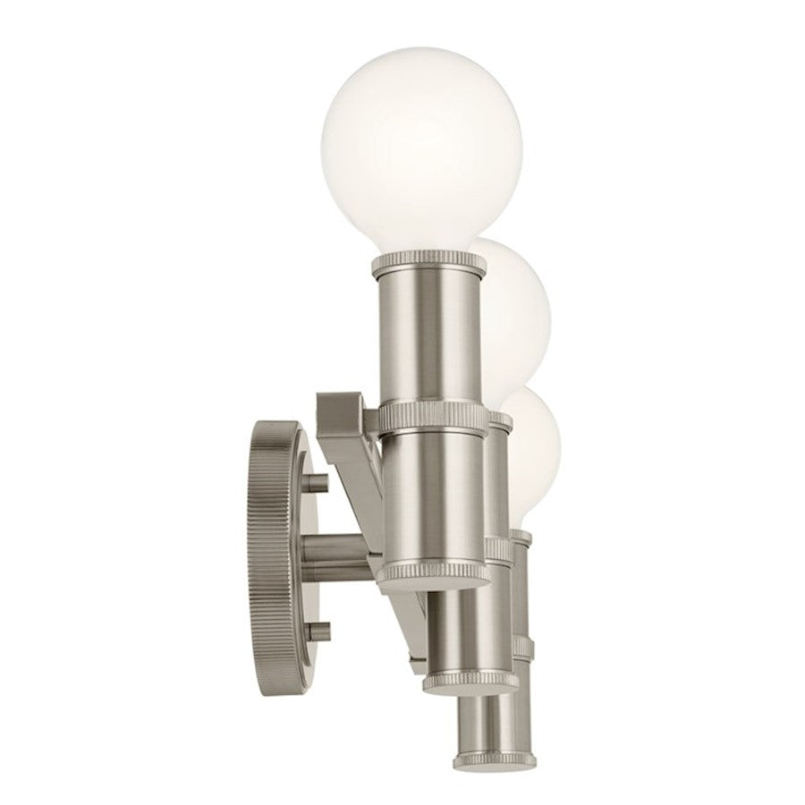 Kichler Torche 24in 3-Light Vanity | Soft Modern Brushed Nickel Steel | Bathroom & Powder Room Light | 60W E26, Dimmable | Model 55157NI