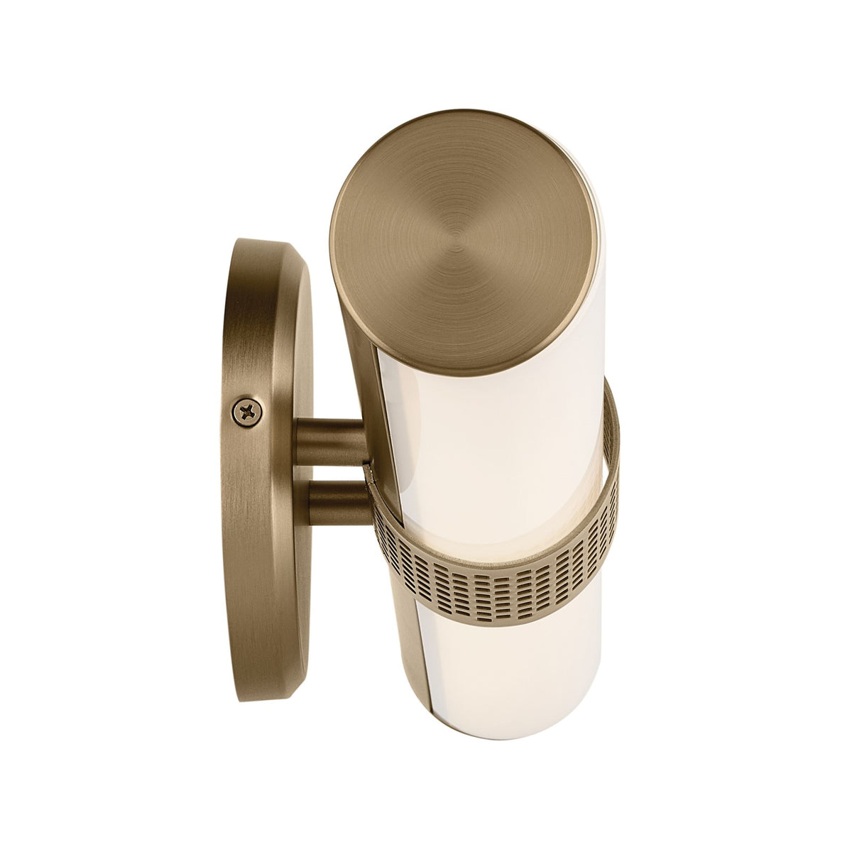 Kichler Sashi 18in 1-Light Wall Sconce | Industrial Champagne Bronze and White Glass | Bathroom Vanity & Hallway | 18 x 5 x 4 in | Model 55191CPZLED