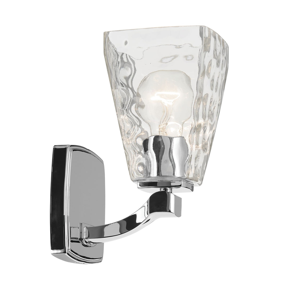 Kichler Marant 1-Light Wall Sconce | Chrome Steel and Clear Water Glass | Hallway & Bathroom Accent | 5 x 9 in | Model 55214CHWTR