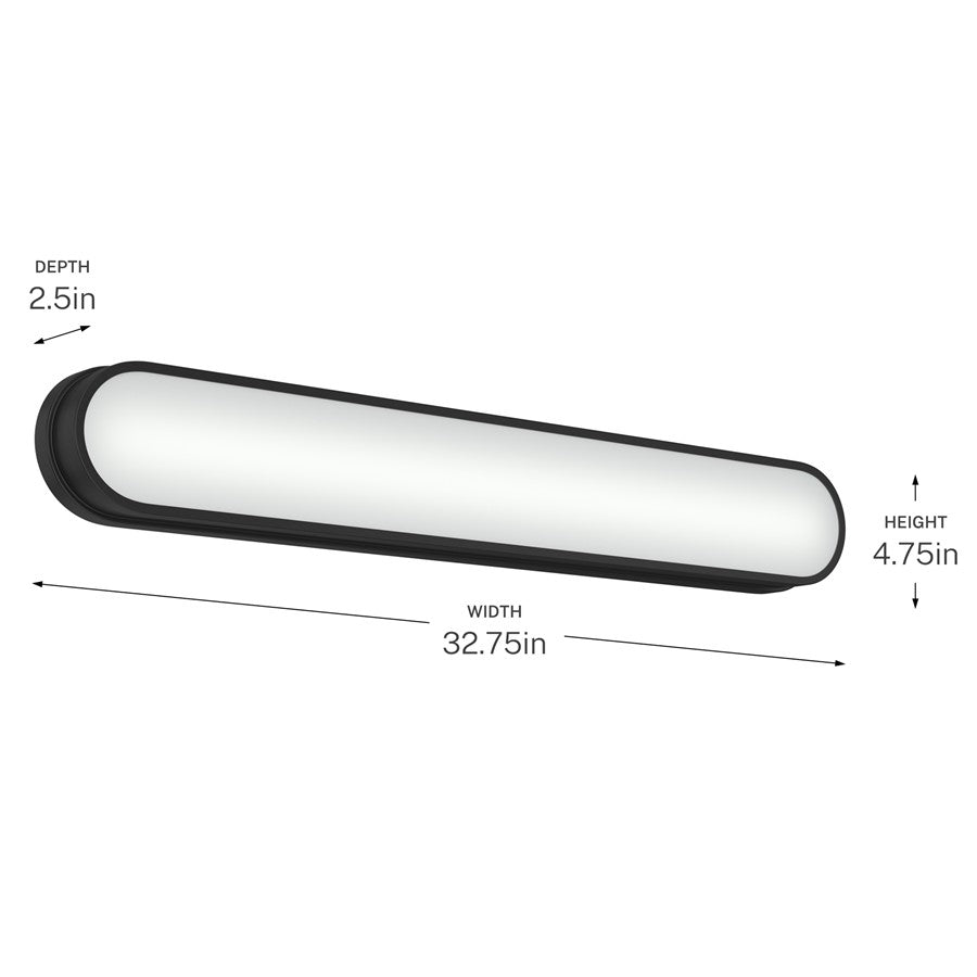 Kichler Daines 32in 1-Light LED Bath Bar | Modern Black and White Glass | Bathroom Vanity & Damp Location | 32.75 x 4.75 in | Model 55248BKLED