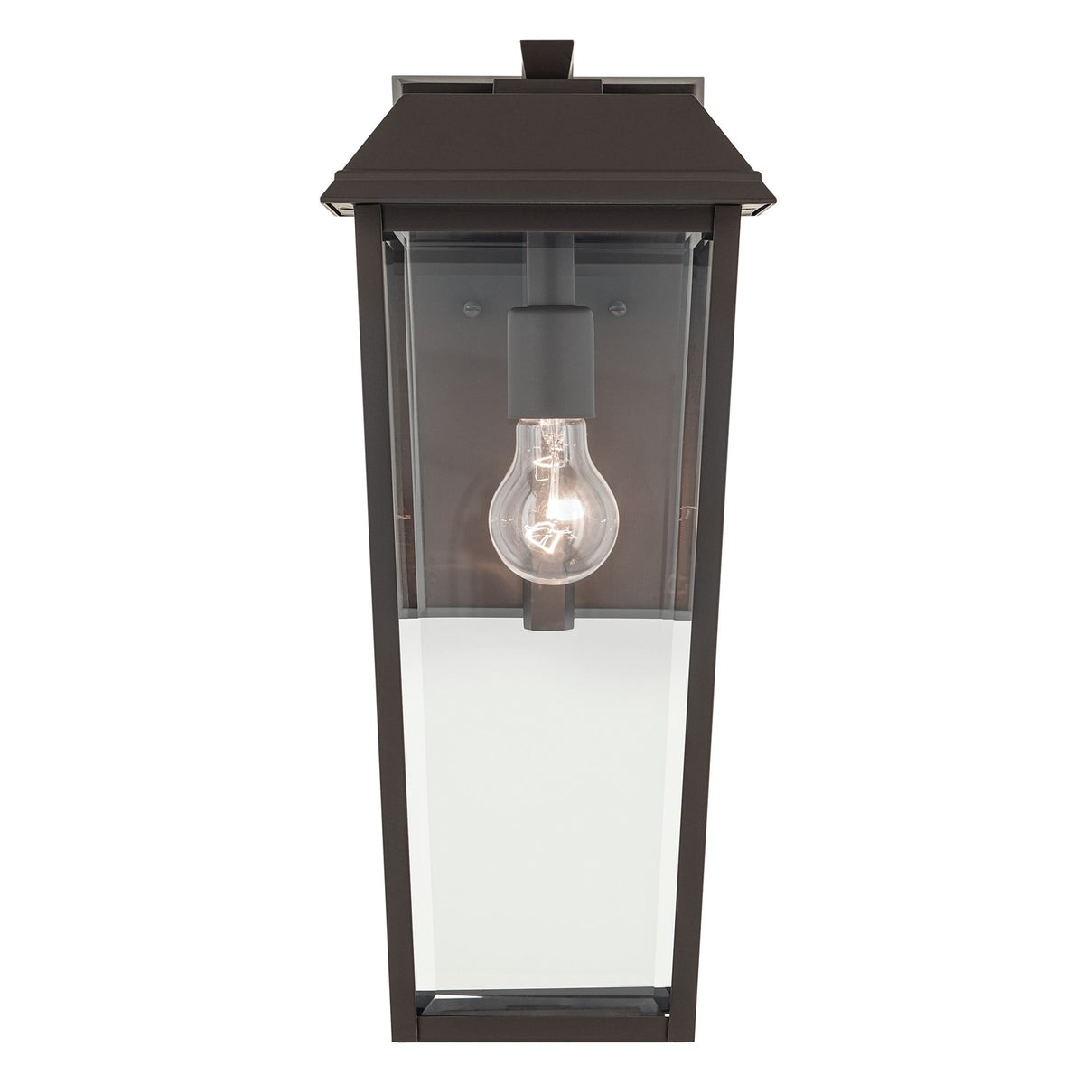 Kichler Mathus 18in 1-Light Outdoor Wall Light | Traditional Olde Bronze and Clear Beveled Glass | Covered Patio & Entryway | Model 59119OZ