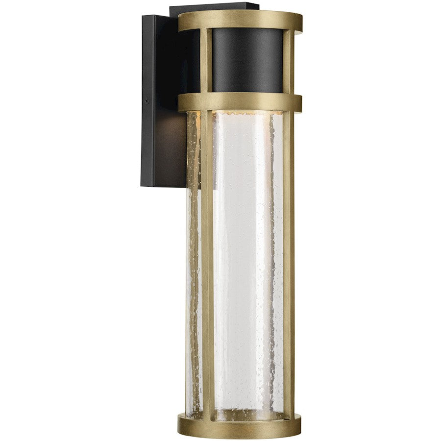 Kichler Camillo 20in 1-Light Outdoor Wall Sconce | Industrial Textured Black and Clear Seeded Glass | Entryway & Covered Patio | Model 59141BKT