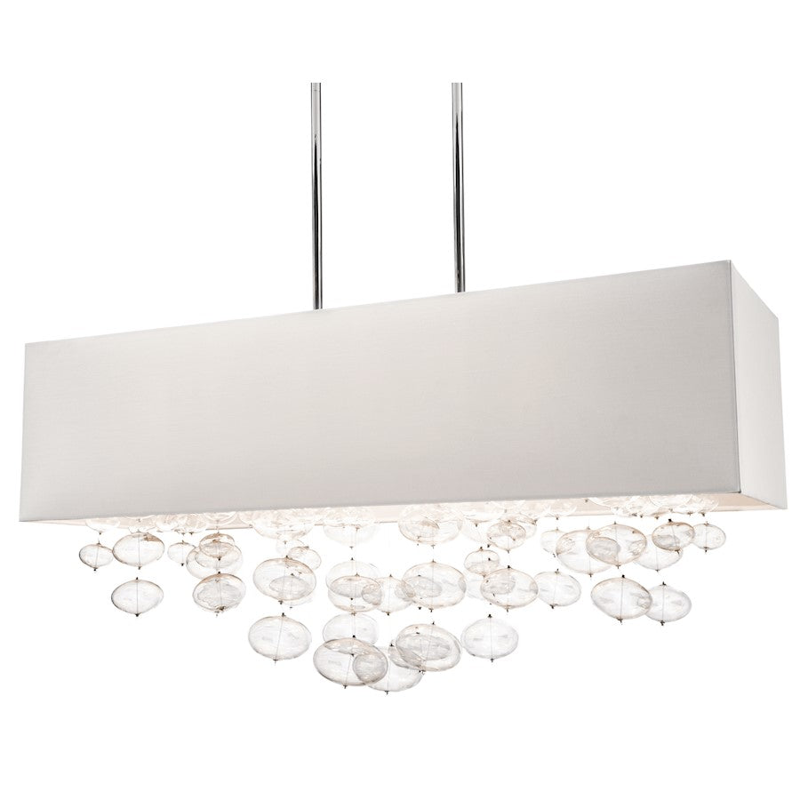 Kichler Piatt 6 Light 32" Rectangle Chandelier, Chrome/Clear