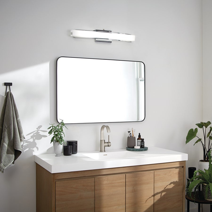 Kichler Rowan 1 Light 25" Linear Bath Light, Chrome/Clear Satin Etched