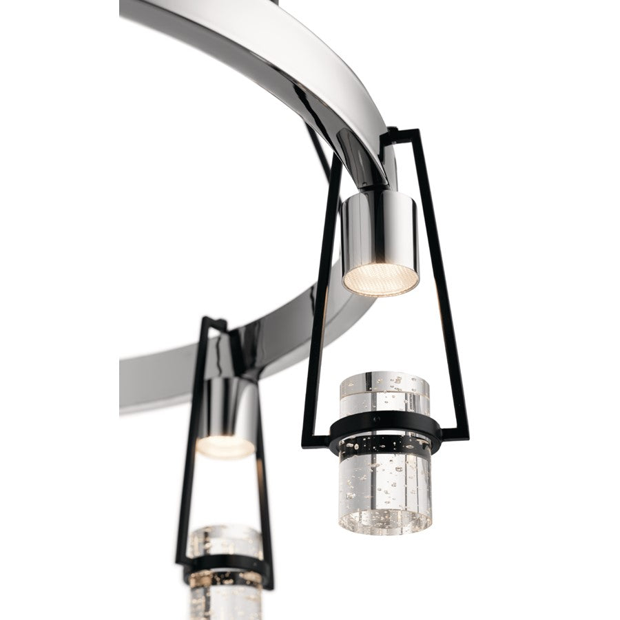 Kichler Ayse 6 Light Chandelier, Matte Black/Clear Bubble Crystal