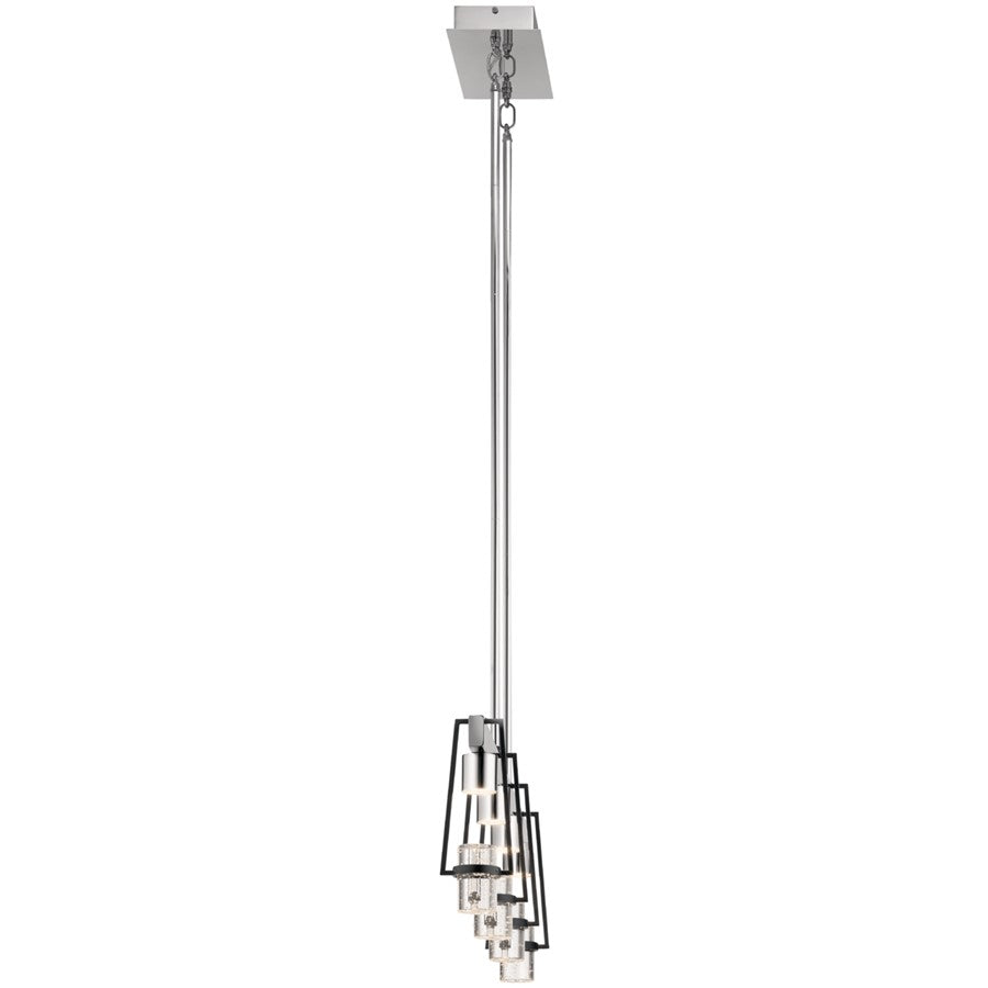 Kichler Ayse 3 Light Chandelier, Matte Black/Clear Bubble Crystal