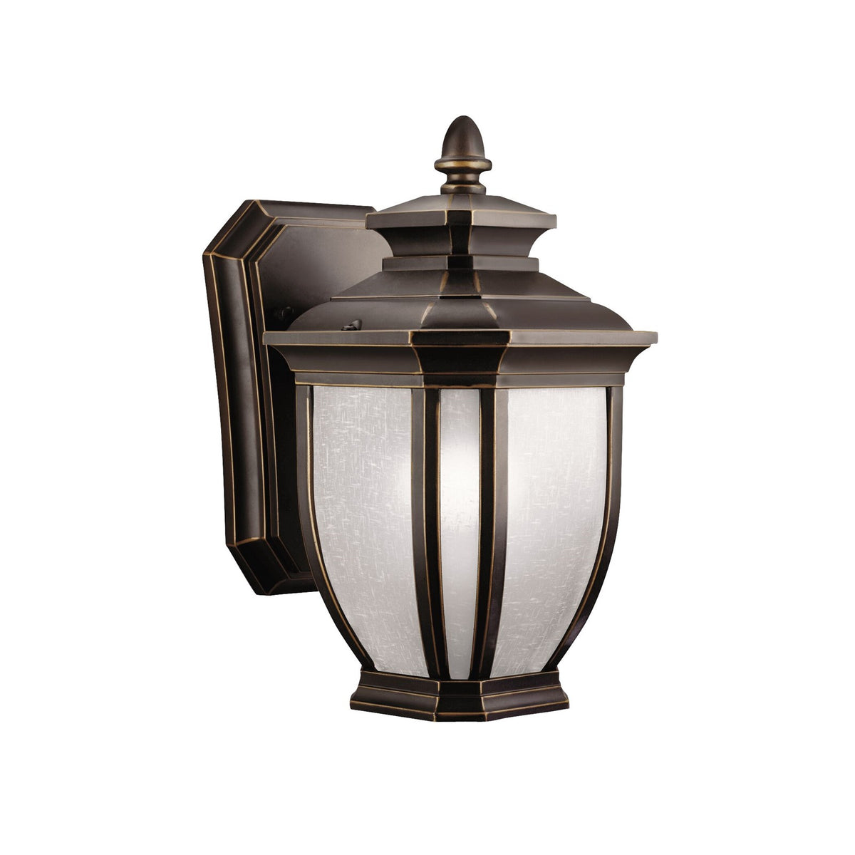 Kichler Salisbury 1-Light Outdoor Wall Sconce | Transitional Rubbed Bronze Aluminum and White Linen Glass | Entryway & Covered Patio | Model 9039RZ