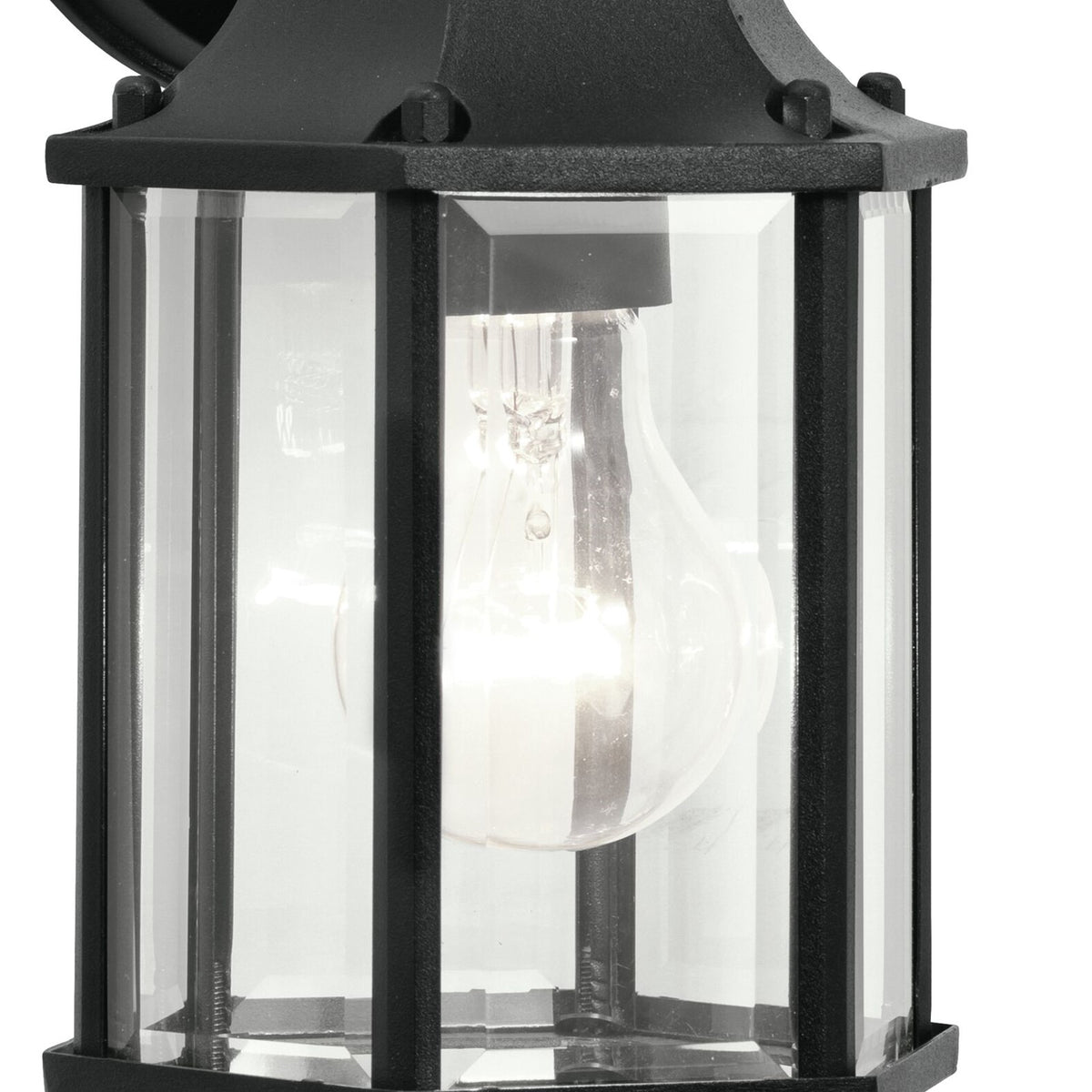 Kichler Chesapeake 6in 1-Light Outdoor Wall Sconce | Traditional Black and Clear Beveled Glass | Entryway & Covered Patio | 6 x 10 in | Model 9774BK