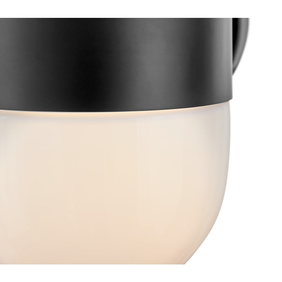 Lark Bardi 1 Light Outdoor 10" Wall Mount Lantern, Black/Cased Opal