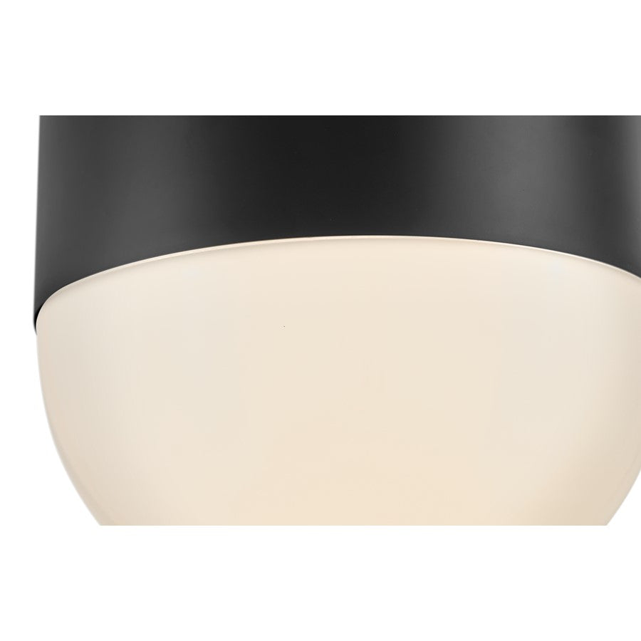 Lark Bardi 1 Light Outdoor 8" Flush Mount, Black/Cased Opal