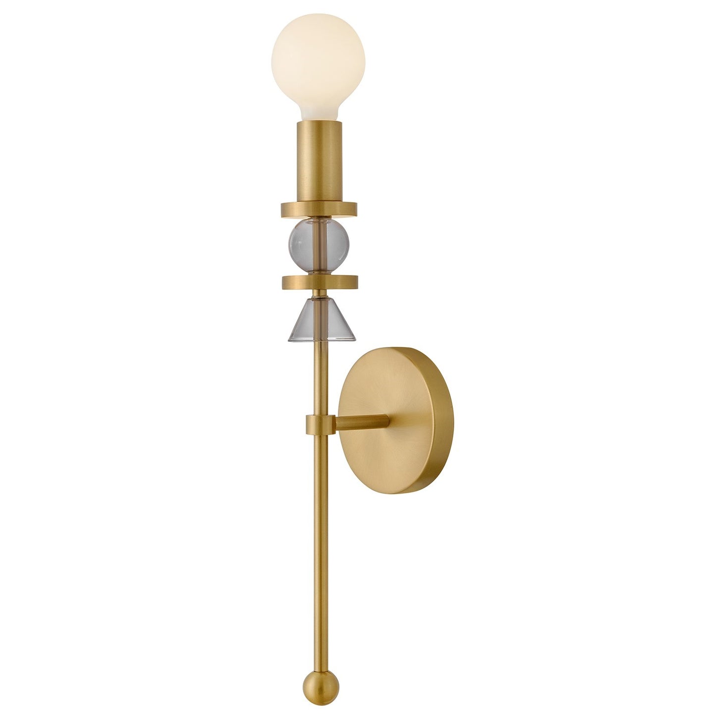 Hinkley Lark Prim 1-Light Wall Sconce | Post-Modern Lacquered Brass Steel and Smoke Glass | Bathroom & Hallway Vanity Light | 5 x 5 x 20 | Model 83040LCB