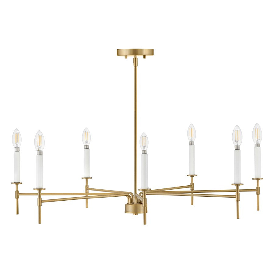 7 Light Large Chandelier, Lacquered Brass
