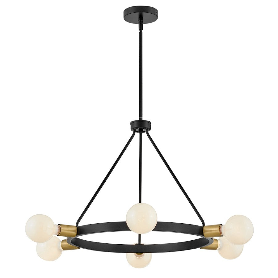 6 Light Medium Chandelier, Black