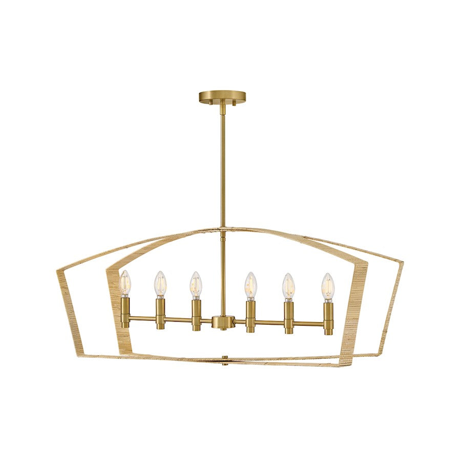 Lark Sammi 6 Light 40" Linear Chandelier, Lacquered Brass - 83645LCB