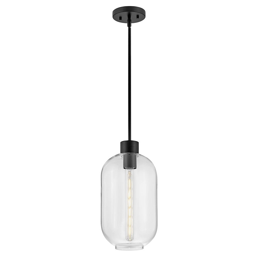 1 Light Small Pendant, Black/Clear