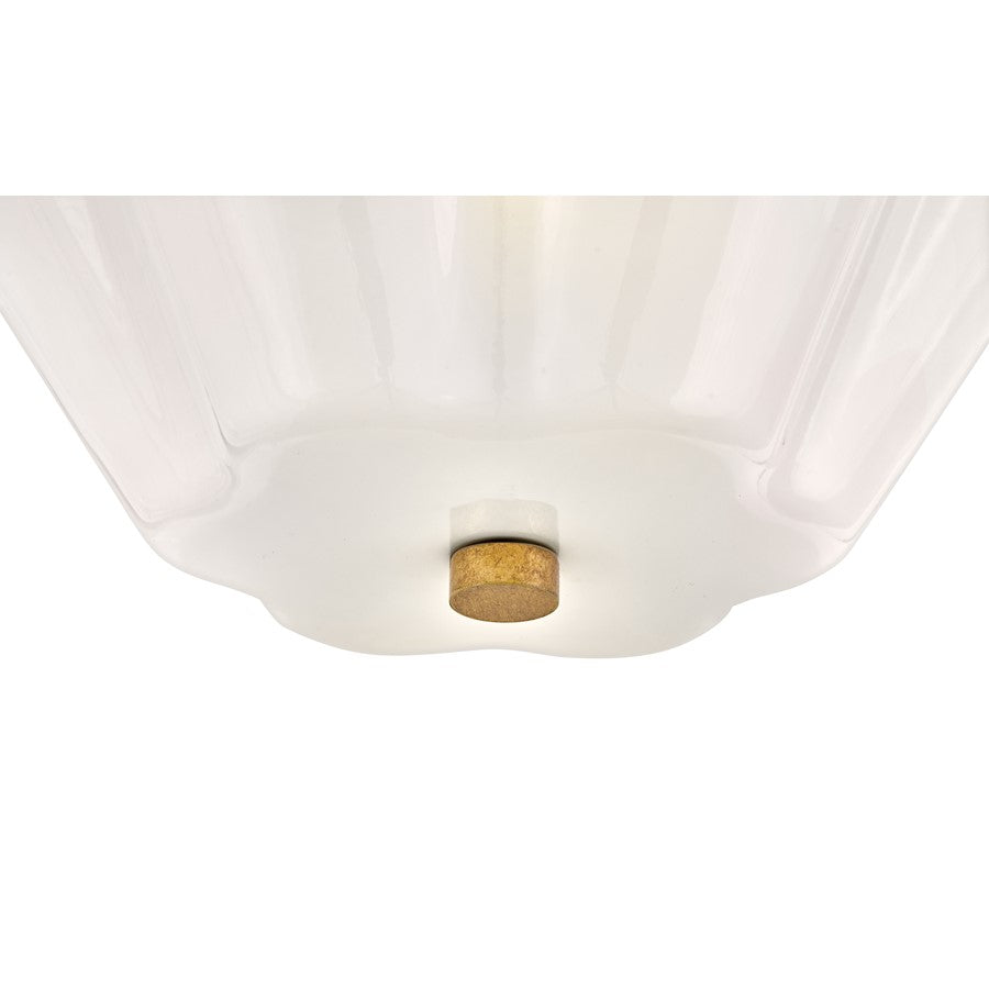 Lark Honey 3 Light Med. Semi-Flush Mount, Distressed Brass/Cased Opal