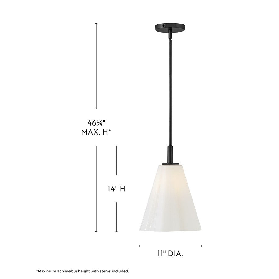 Lark Honey 1 Light Small Pendant, Black/Cased Opal
