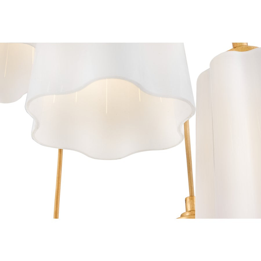 Lark Honey 5 Light Small Chandelier, Distressed Brass/Cased Opal