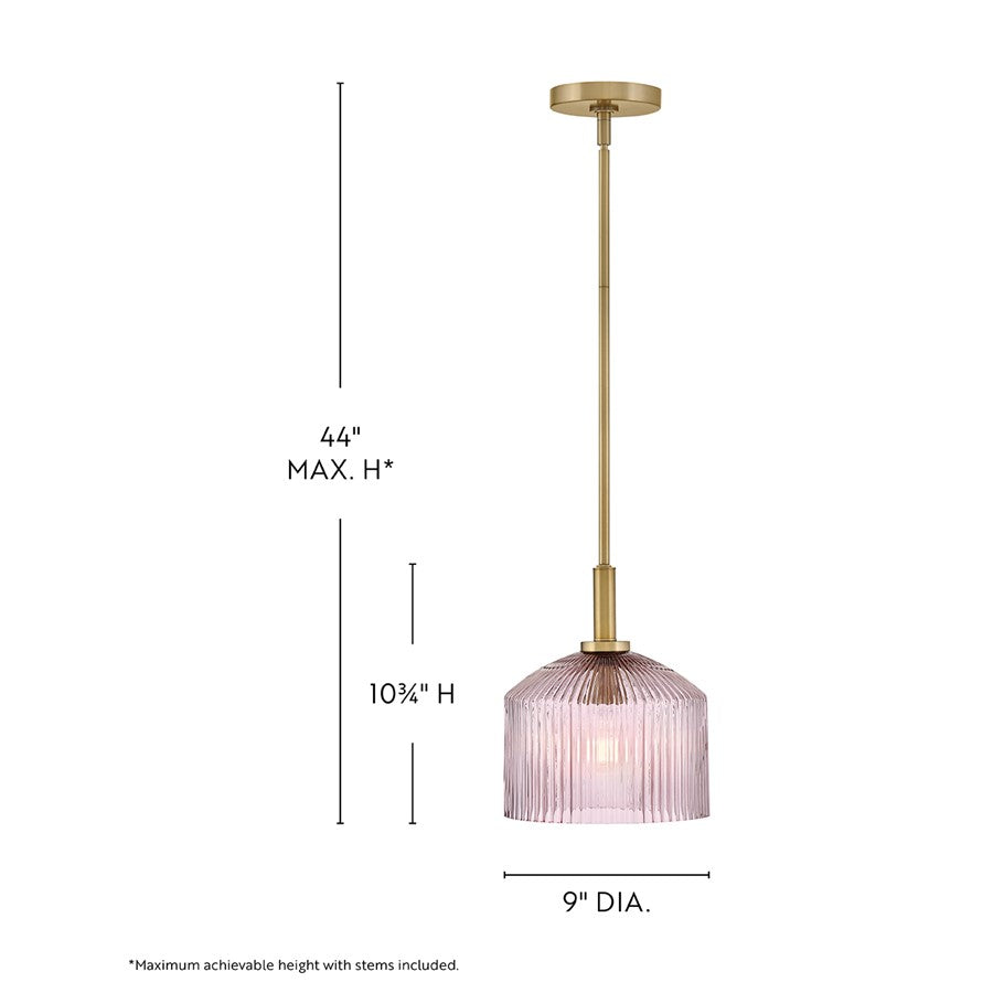 Lark Lisette 1 Light Small Pendant, Lacquered Brass/Rose