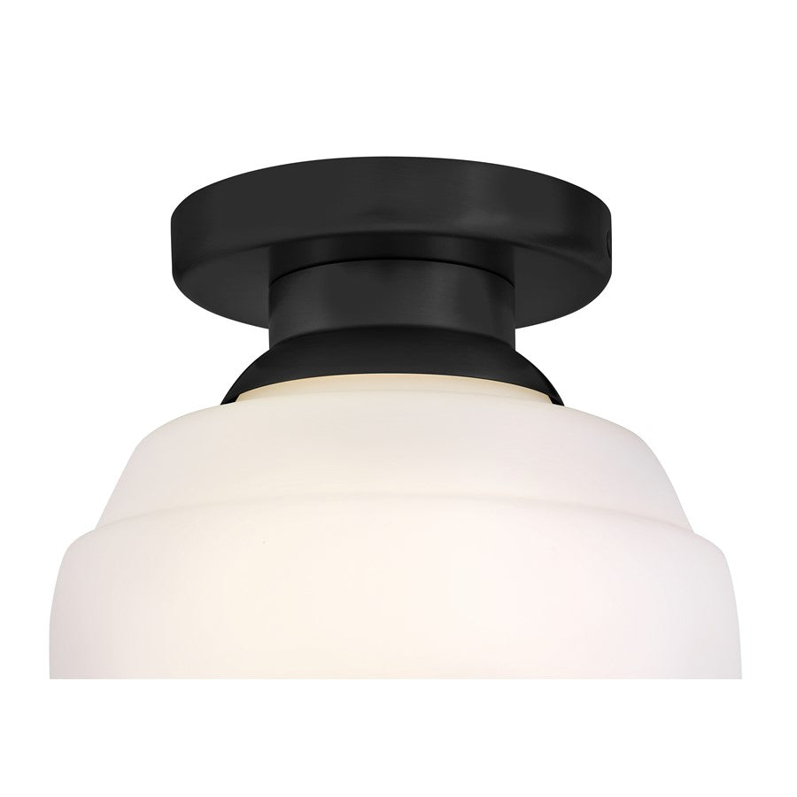 Lark Penny 1 Light Extra Small Flush Mount, Black/Etched Opal
