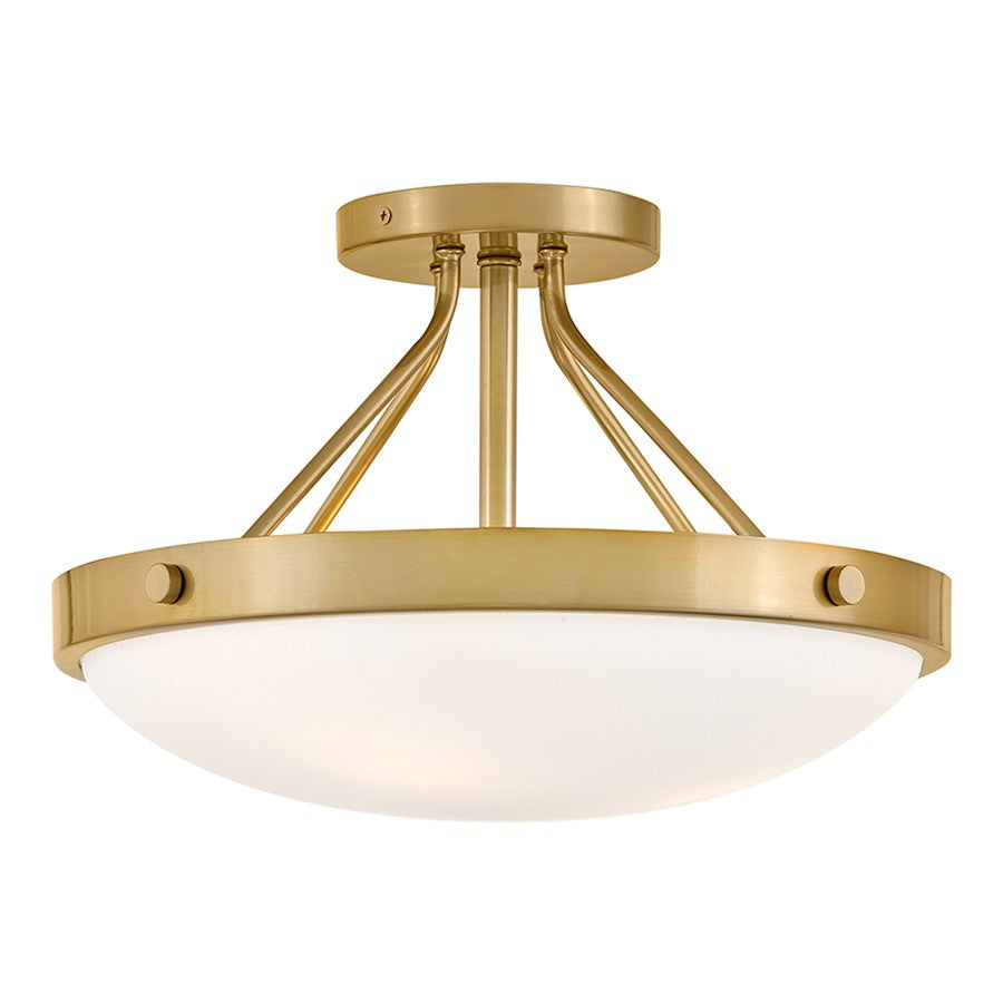 Lark Gus 3 Light Medium Semi-Flush Mount, Gold/Etched Opal - 84363GO