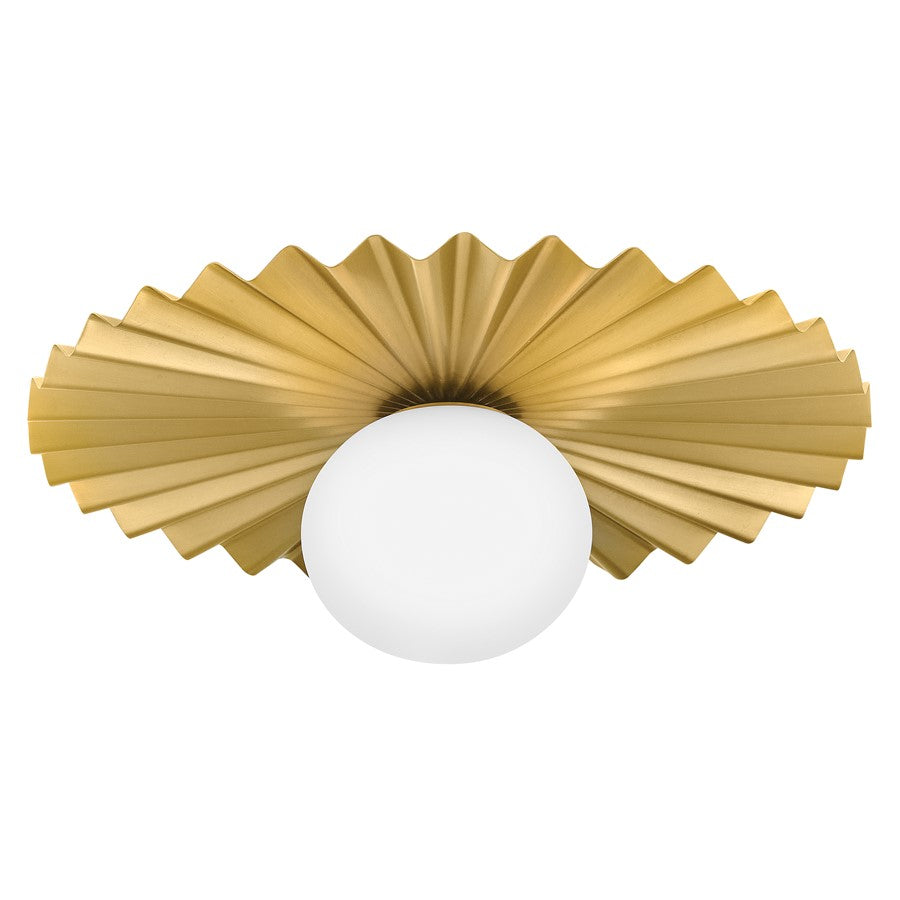Lark Stevie 1 Light Medium Flush Mount, Lacquered Brass/Etched Opal