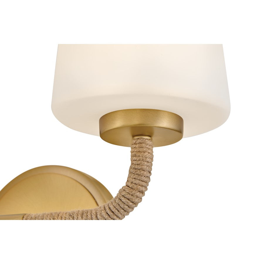 Lark Kline 2 Light Small Vanity, Lacquered Brass/Etched Opal