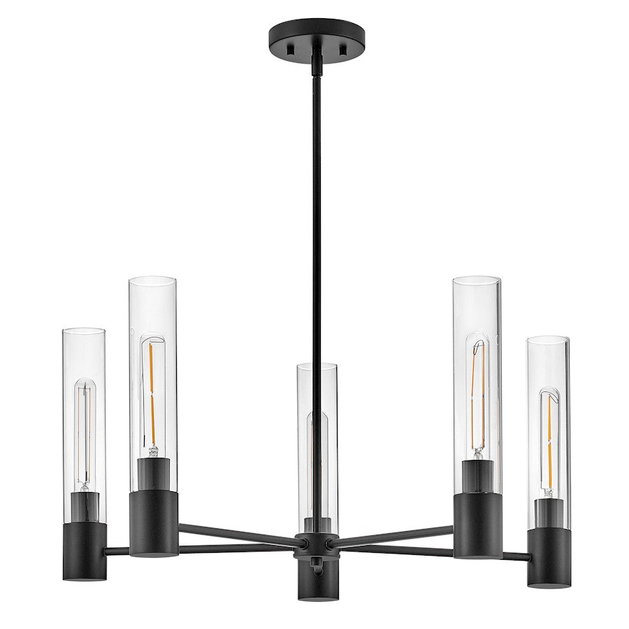 5 Light Medium Chandelier, Black