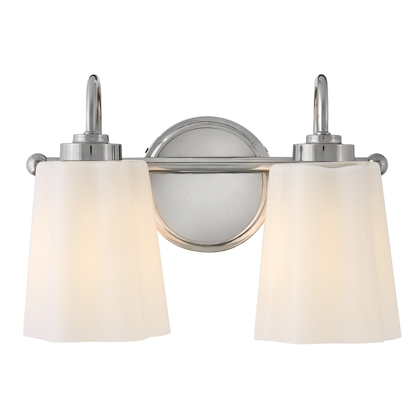 Hinkley Lark Honey 13in 2-Light Bath Vanity | Classic Polished Nickel Steel and Cased Opal Glass | Bathroom Vanity | 7 x 13 x 9 in | Model 85412PN