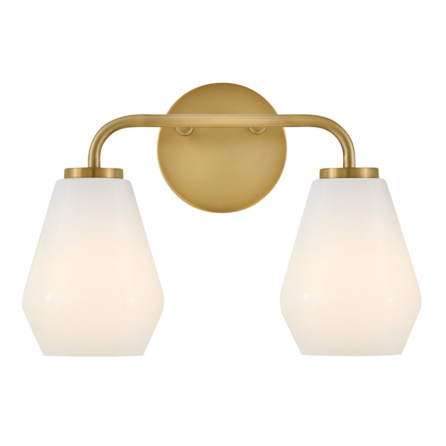 2 Light Small Bathroom Vanity Light, Lacquered Brass
