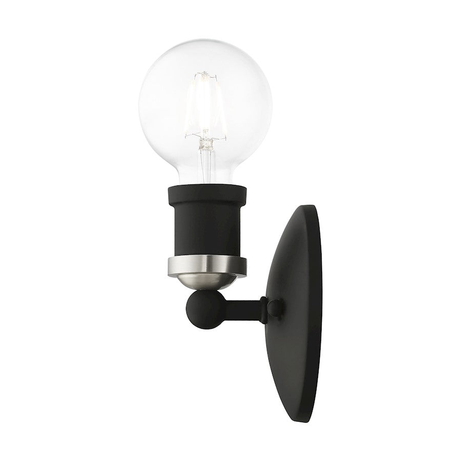 Livex Lansdale 1 Light ADA Wall Sconce, Black/Brushed Nickel